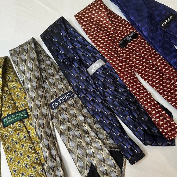 Men's Neck-Tie Bundle of‎ 5 Mixed Brands Silk Polyester Work Dress - Picture 7 of 8